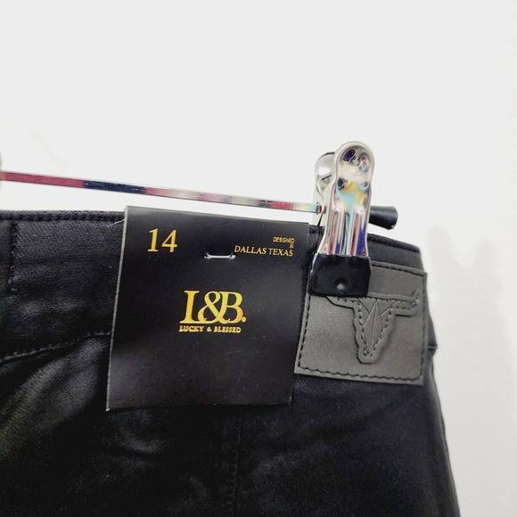 Lucky & Blessed Black Leather High-Rise Extreme Flare Jeans Women's Plus Size 16 - Picture 12 of 16